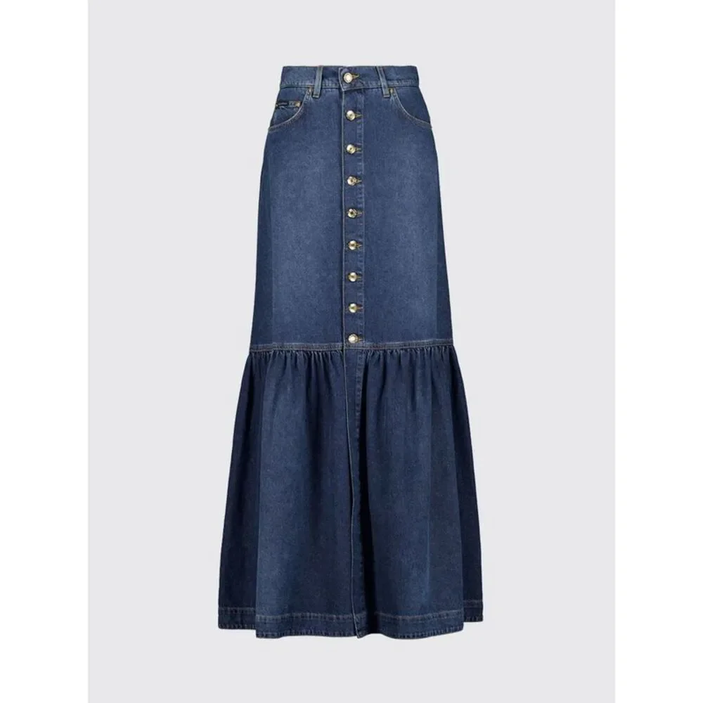 Dolce & Gabbana Women Dolce & Gabbana High-Waisted A-Line Long Denim Skirt